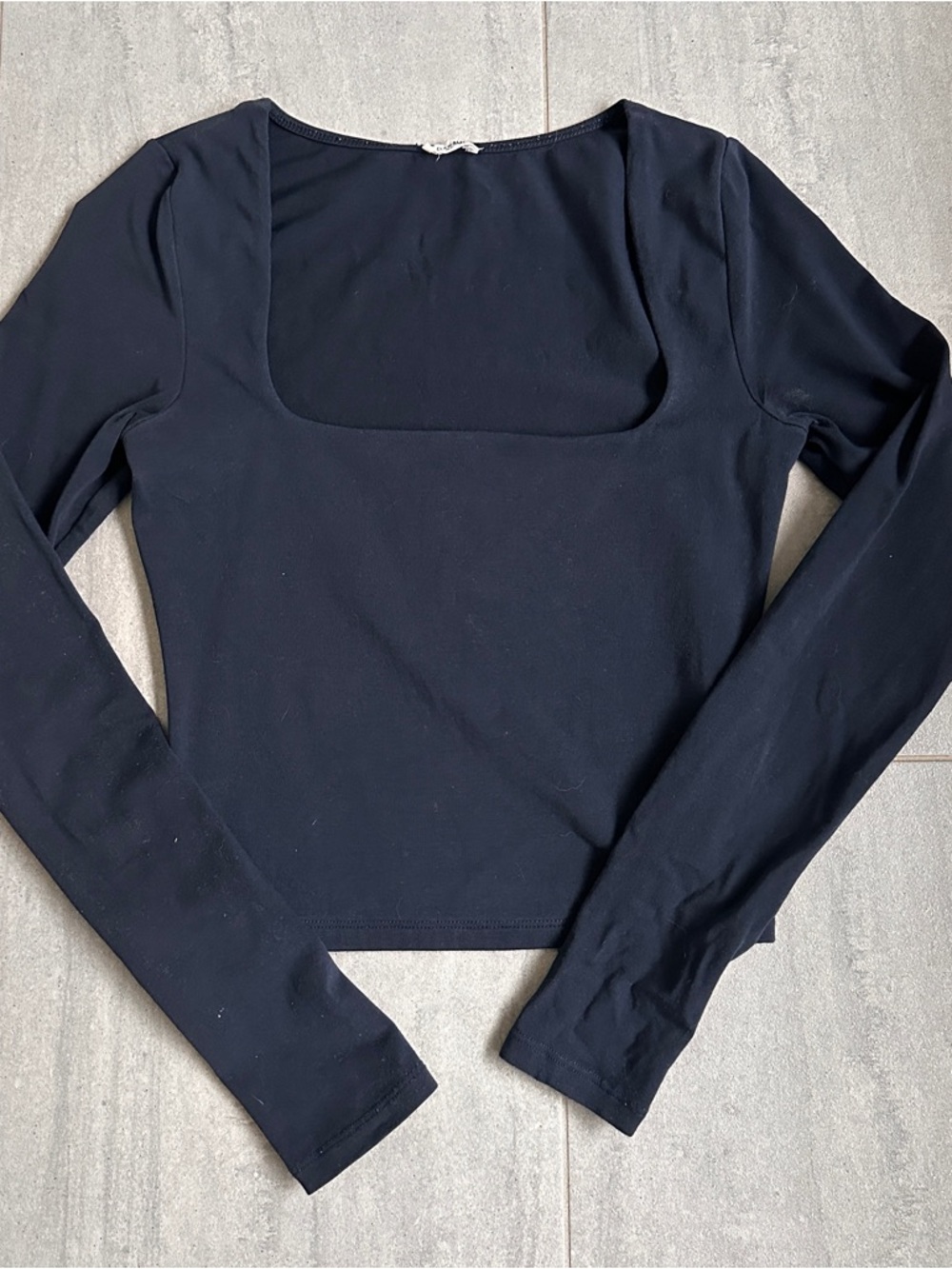 Garage Black Long Sleeve Square Neck Top